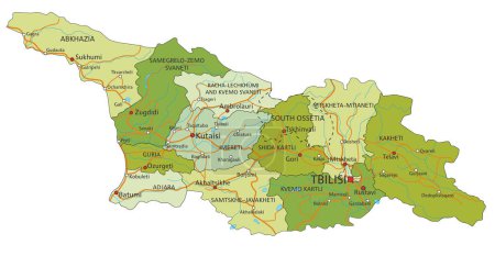 Ilustración de Mapa político editable altamente detallado con capas separadas. Georgia. - Imagen libre de derechos