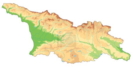 Ilustración de Mapa físico de Georgia altamente detallado. - Imagen libre de derechos