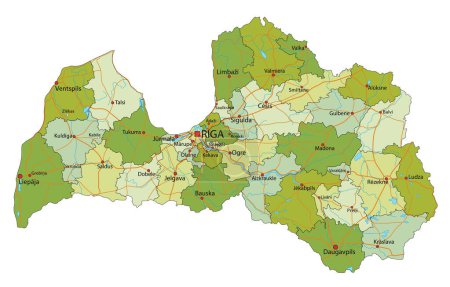 Ilustración de Mapa político editable altamente detallado con capas separadas. Letonia. - Imagen libre de derechos