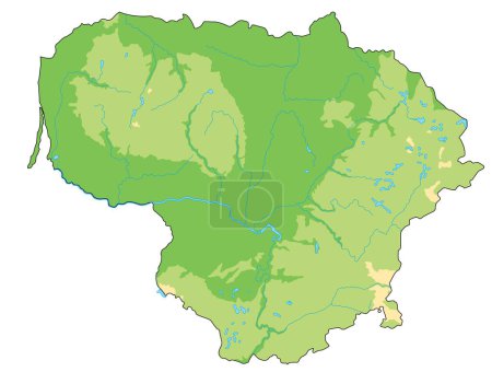 Téléchargez les illustrations : Carte physique de la Lituanie très détaillée. - en licence libre de droit