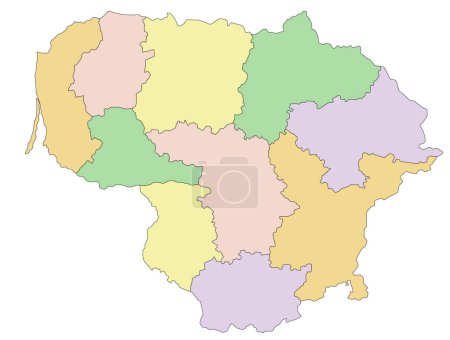 Téléchargez les illustrations : Lituanie - Carte politique modifiable très détaillée. - en licence libre de droit
