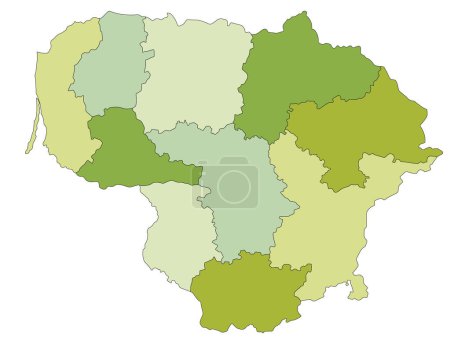 Téléchargez les illustrations : Carte politique modifiable très détaillée avec des couches séparées. Lituanie. - en licence libre de droit
