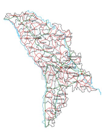 Ilustración de Moldova road and highway map. Ilustración vectorial. - Imagen libre de derechos