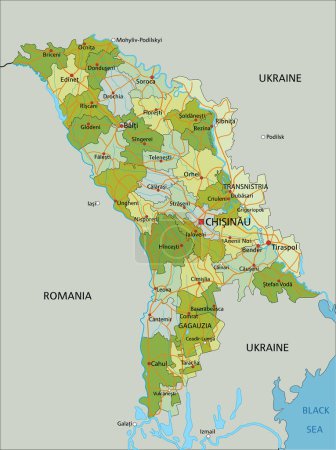 Ilustración de Mapa político editable altamente detallado con capas separadas. Moldavia. - Imagen libre de derechos