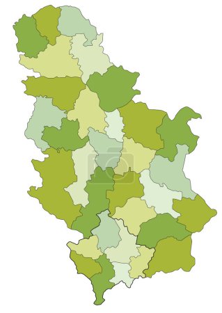 Ilustración de Mapa político editable altamente detallado con capas separadas. Serbia. - Imagen libre de derechos
