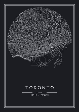 Illustration for Black and white printable Toronto city map, poster design, vector illistration. - Royalty Free Image