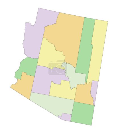 Ilustración de Arizona - Mapa político altamente detallado y editable. - Imagen libre de derechos