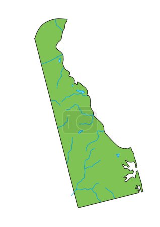 Ilustración de Mapa físico detallado de Delaware. - Imagen libre de derechos