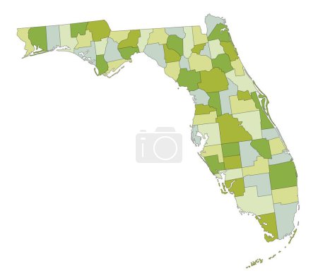 Ilustración de Mapa político editable altamente detallado con capas separadas. Florida - Imagen libre de derechos