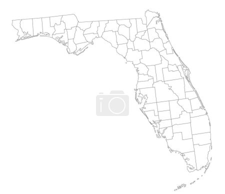 Téléchargez les illustrations : Carte aveugle très détaillée de la Floride. - en licence libre de droit