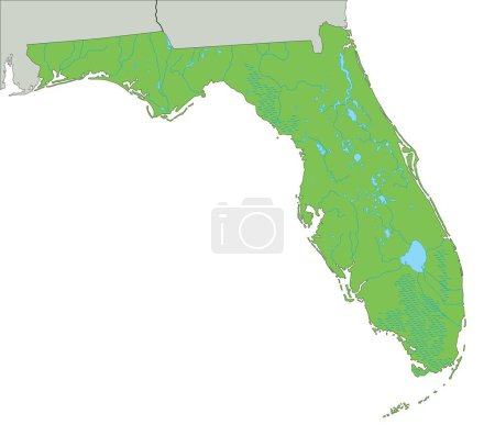 Téléchargez les illustrations : Carte physique détaillée de la Floride. - en licence libre de droit