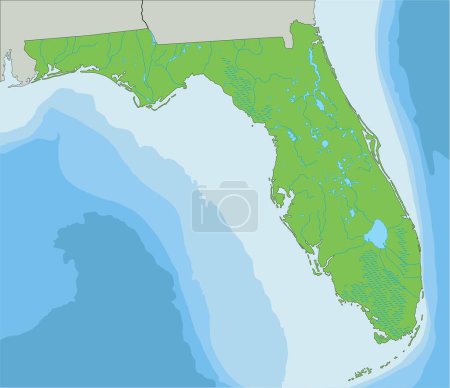 Téléchargez les illustrations : Carte physique détaillée de la Floride. - en licence libre de droit