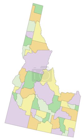 Ilustración de Idaho - Mapa político editable altamente detallado. - Imagen libre de derechos