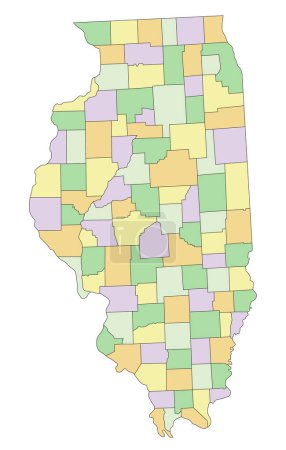 Téléchargez les illustrations : Illinois - Carte politique modifiable très détaillée. - en licence libre de droit