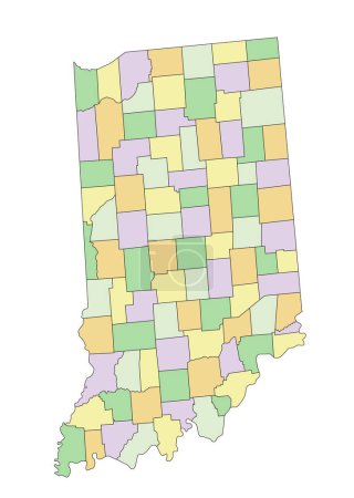 Ilustración de Indiana - Mapa político altamente detallado y editable. - Imagen libre de derechos