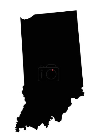 Illustration for Highly Detailed Indiana Silhouette map. - Royalty Free Image