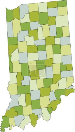 Ilustración de Mapa político editable altamente detallado con capas separadas. Indiana.. - Imagen libre de derechos