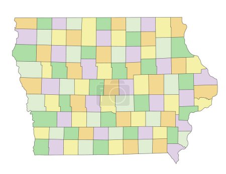 Téléchargez les illustrations : Iowa - Carte politique modifiable très détaillée. - en licence libre de droit
