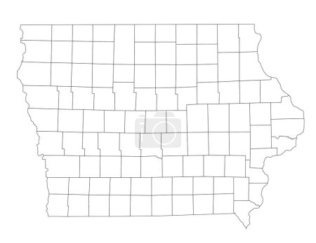 Ilustración de Mapa ciego de Iowa altamente detallado. - Imagen libre de derechos