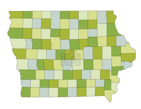 Illustration for Highly detailed editable political map with separated layers. Iowa. - Royalty Free Image