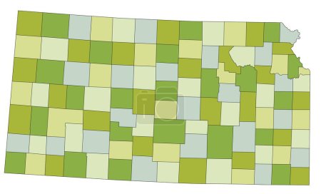Téléchargez les illustrations : Carte politique modifiable très détaillée avec des couches séparées. Kansas. - en licence libre de droit