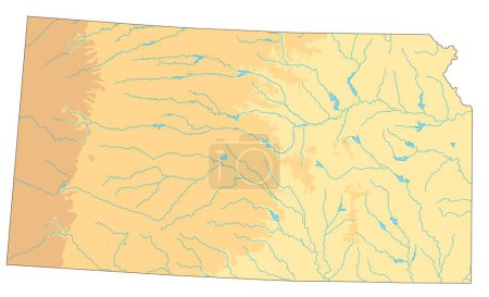 Illustration for High detailed Kansas physical map. - Royalty Free Image