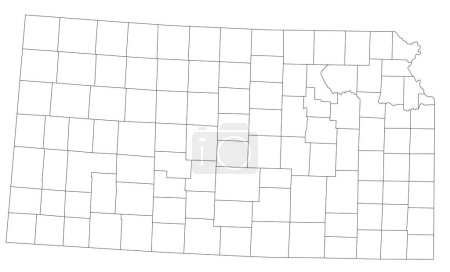 Ilustración de Mapa ciego de Kansas altamente detallado. - Imagen libre de derechos