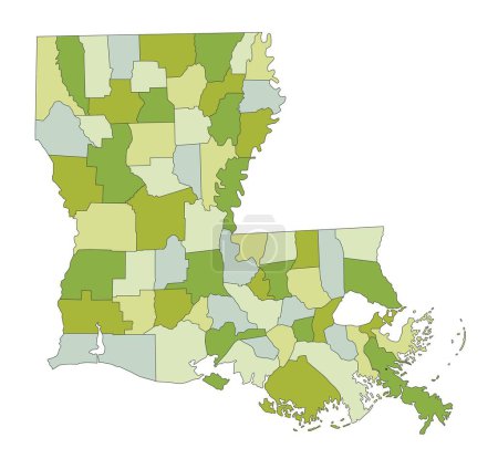 Ilustración de Mapa político editable altamente detallado con capas separadas. Luisiana. - Imagen libre de derechos