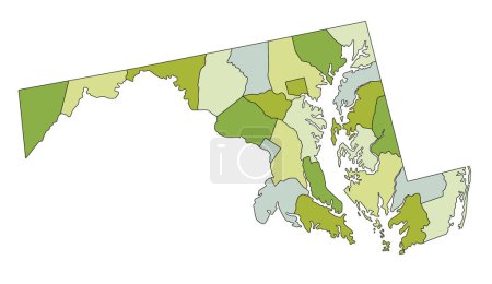 Illustration for Highly detailed editable political map with separated layers. Maryland - Royalty Free Image
