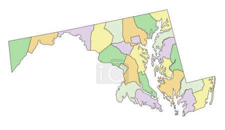 Ilustración de Maryland - Mapa político editable altamente detallado. - Imagen libre de derechos
