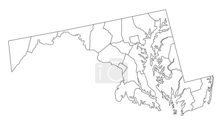 Illustration for Highly Detailed Maryland Blind Map. - Royalty Free Image