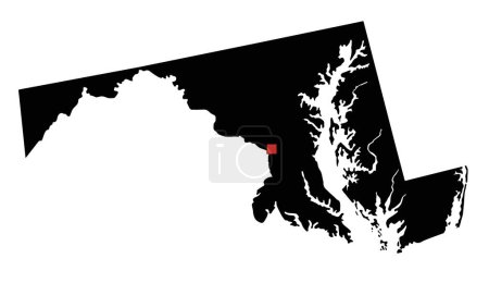 Illustration for Highly Detailed Maryland Silhouette map. - Royalty Free Image