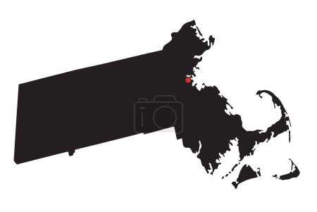 Illustration for Highly Detailed Massachusetts Silhouette map. - Royalty Free Image