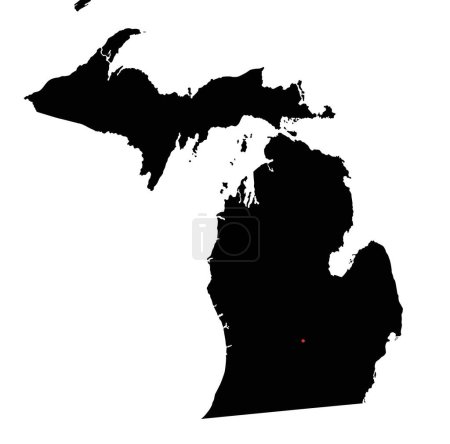 Illustration for Highly Detailed Michigan Silhouette map. - Royalty Free Image