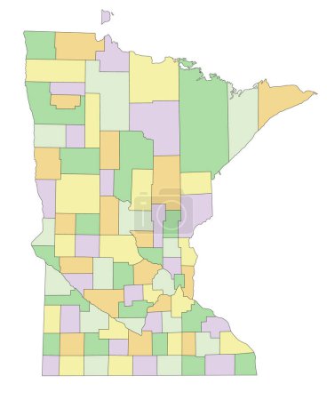 Téléchargez les illustrations : Minnesota - Carte politique modifiable très détaillée. - en licence libre de droit