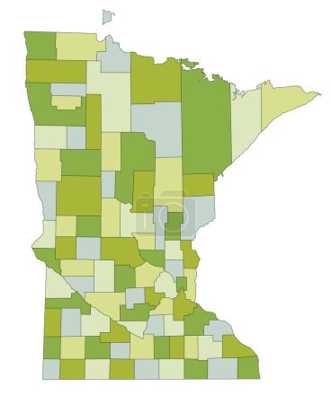 Téléchargez les illustrations : Carte politique modifiable très détaillée avec des couches séparées. Minnesota. - en licence libre de droit