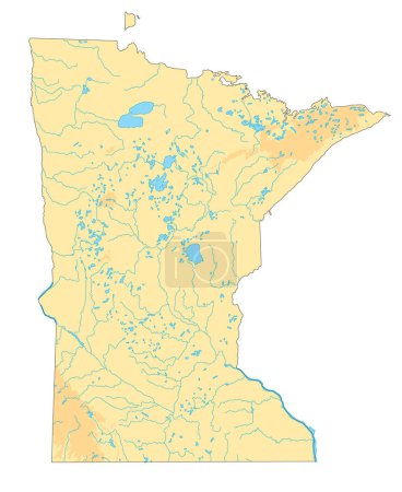 Ilustración de Mapa físico de Minnesota alto detallado. - Imagen libre de derechos