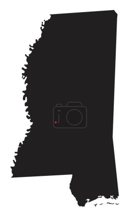 Téléchargez les illustrations : Carte du Mississippi Silhouette très détaillée. - en licence libre de droit