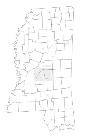 Ilustración de Mapa ciego de Mississippi altamente detallado. - Imagen libre de derechos