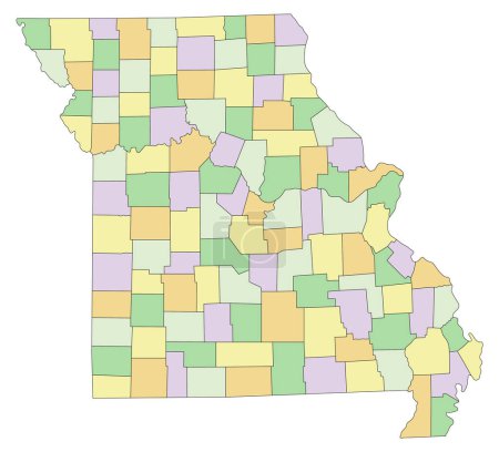 Ilustración de Missouri - Mapa político altamente detallado y editable. - Imagen libre de derechos