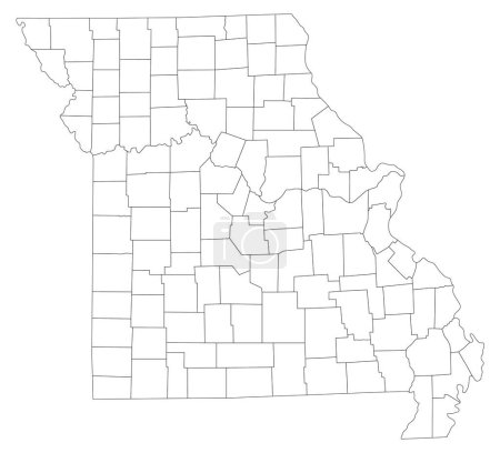 Ilustración de Mapa ciego de Missouri altamente detallado. - Imagen libre de derechos