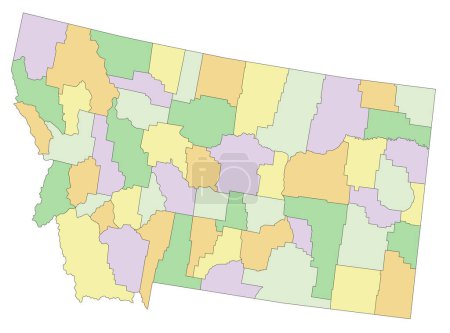 Ilustración de Montana - Mapa político editable altamente detallado. - Imagen libre de derechos