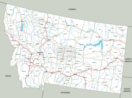 Illustration for High detailed Montana road map with labeling. - Royalty Free Image