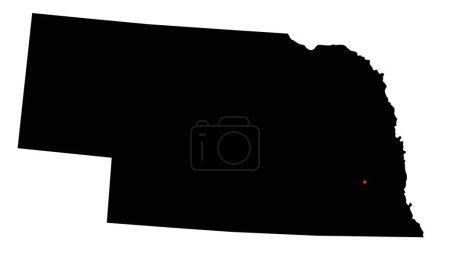 Ilustración de Mapa de Nebraska Silhouette altamente detallado. - Imagen libre de derechos