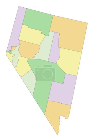 Ilustración de Nevada - Mapa político altamente detallado y editable. - Imagen libre de derechos