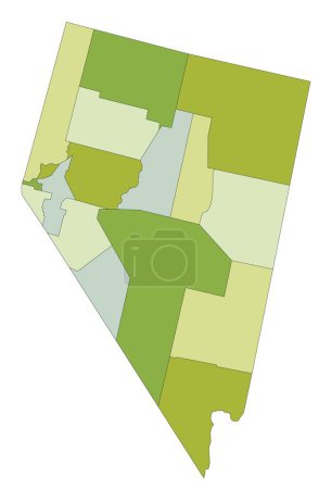 Ilustración de Mapa político editable altamente detallado con capas separadas. Nevada. - Imagen libre de derechos
