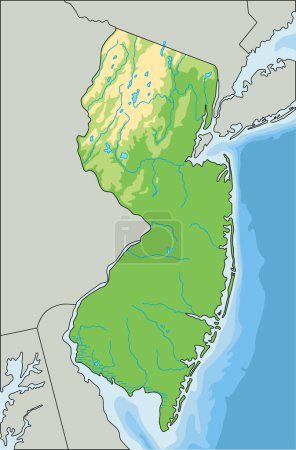 Illustration for High detailed New Jersey physical map. - Royalty Free Image