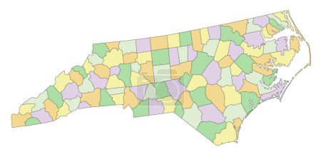 Ilustración de Carolina del Norte - Mapa político editable altamente detallado. - Imagen libre de derechos