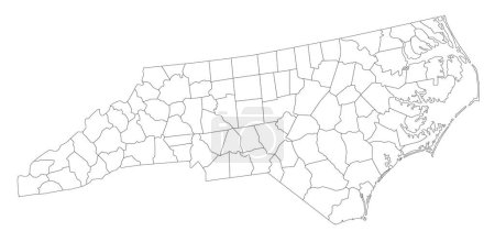 Illustration for Highly Detailed North Carolina Blind Map. - Royalty Free Image