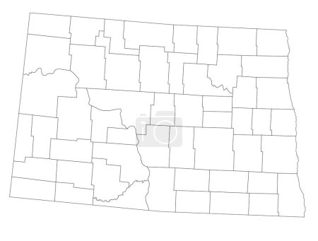 Illustration for Highly Detailed North Dakota Blind Map. - Royalty Free Image